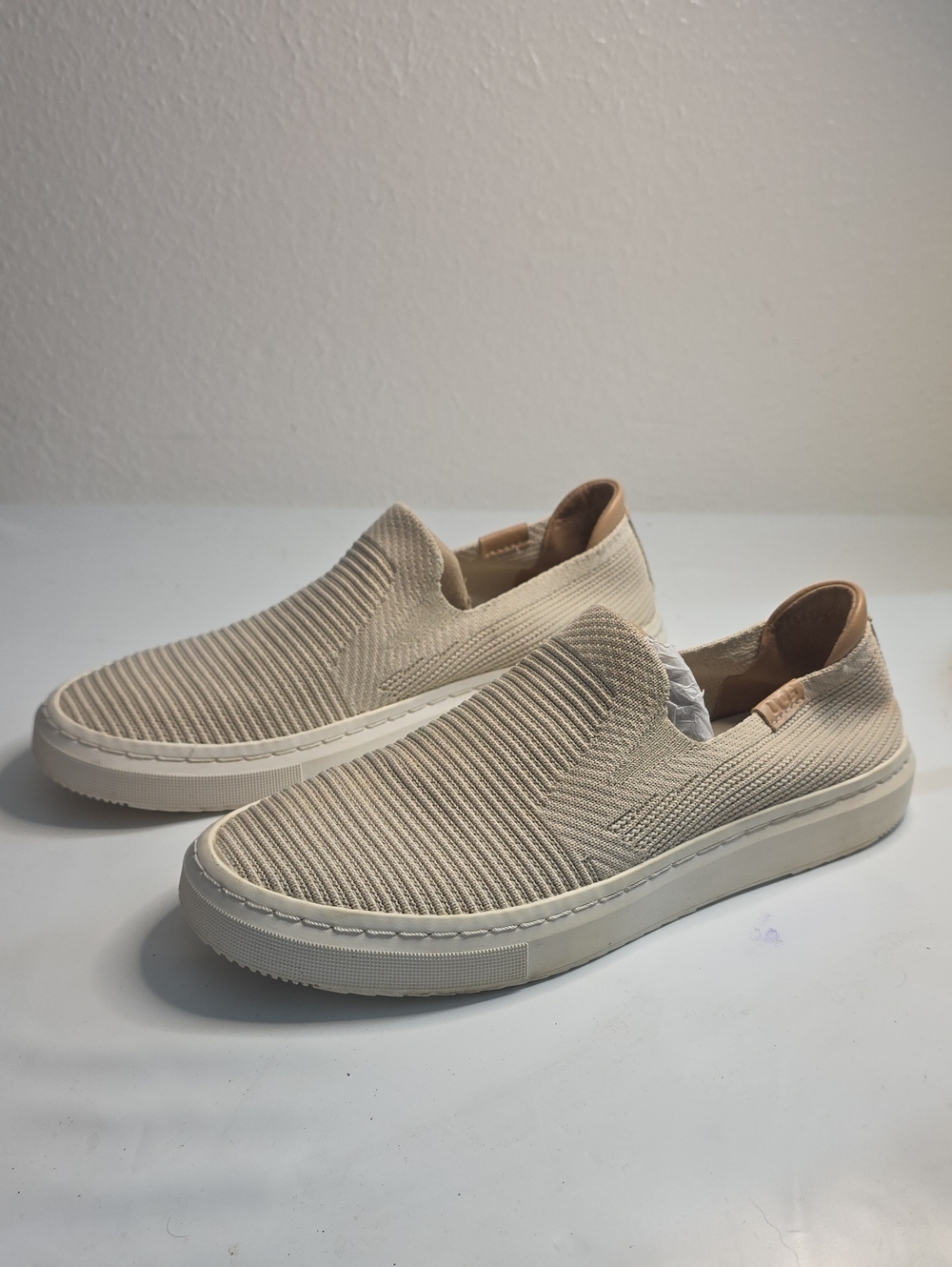 UGG ALAMEDA SAMMY IN SEA SALT KNIT-UPPER SLIP-ON LOAFERS LADIES 8.5 VGUC 1136841